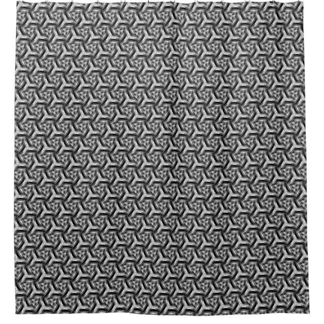 Black+White Tri-Dimension Pattern Shower Curtain (Front)