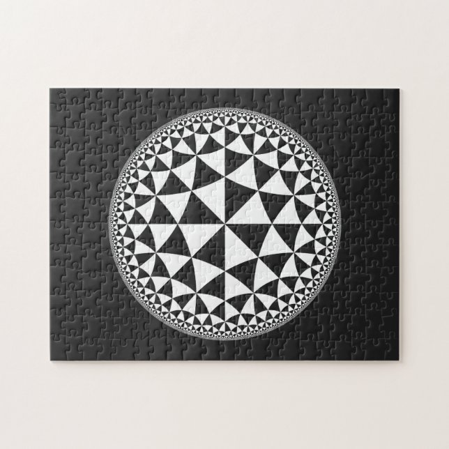 Black & White Triangle Filled Mandala Jigsaw Puzzle (Horizontal)