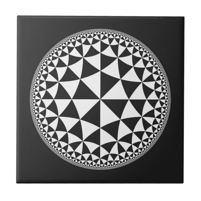 Black & White Triangle Filled Mandala Tile (Front)