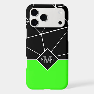 Black white triangle geometry neon green Monogram