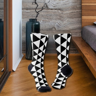 black&white  triangle pattern socks