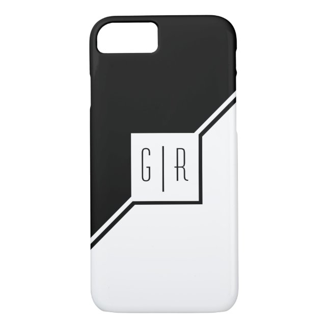 Black, white triangles, monogram modern geometric Case-Mate iPhone case (Back)