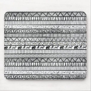 Black White Tribal African Pattern Mouse Mat