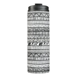 Black White Tribal African Pattern Trendy Design Thermal Tumbler
