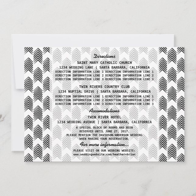 Black White Tribal Arrows Information Card (Front)
