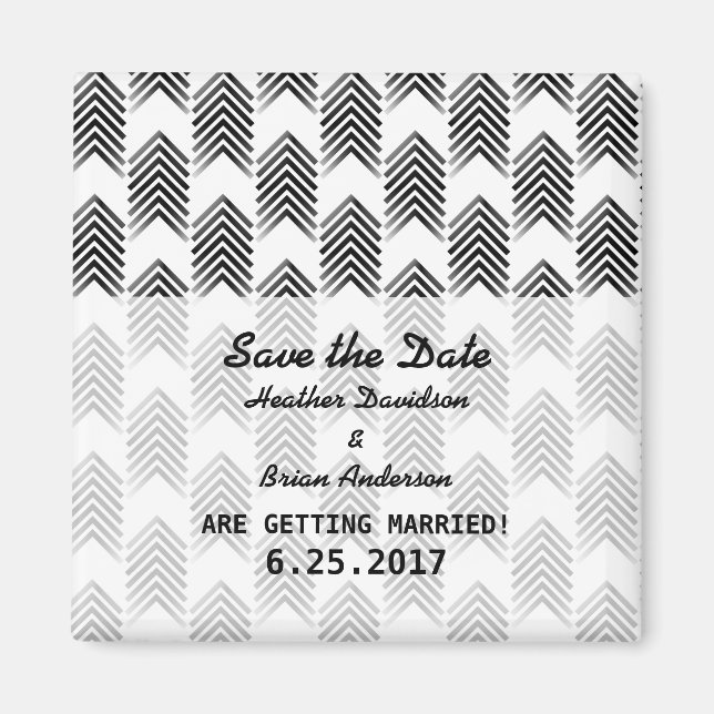 Black White Tribal Arrows Save the Date Magnet (Front)