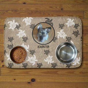 Black White Tribal Art Sea Turtles Custom Photo Bath Mat