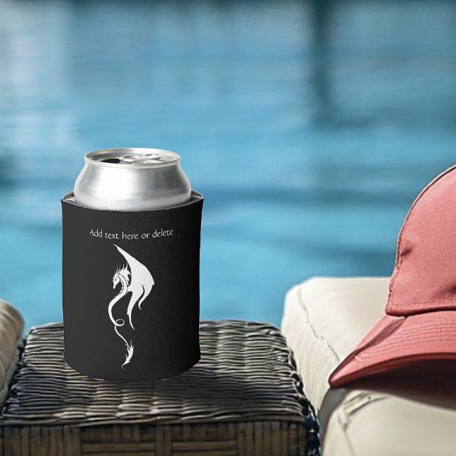 Black White Tribal Dragon Can Cooler (Creator Uploaded)