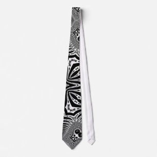 Black White Tribal Fractals Mens Fashion neck Tie
