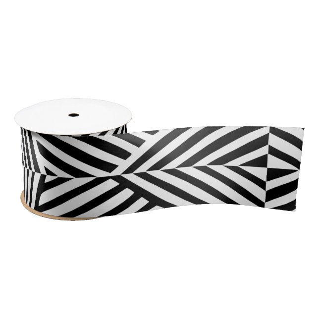 Black White Tribal Lines African Satin Ribbon (Spool)