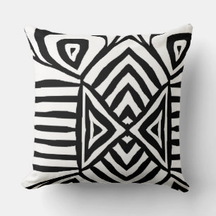 black white Tribal Maze Mud Cloth Pattern African Cushion