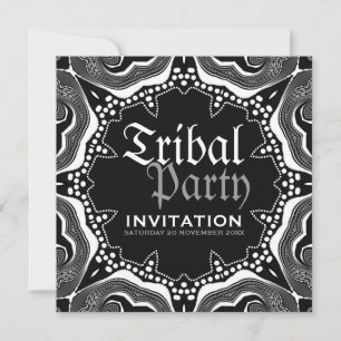 Black White Tribal Mediaeval Gothic Party Invitation