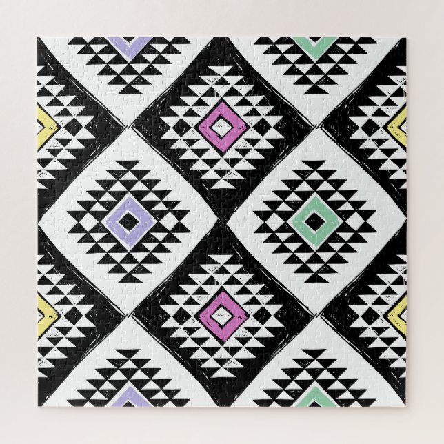 Black White Tribal Navajo Pattern Jigsaw Puzzle (Vertical)