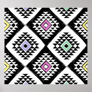 Black White Tribal Navajo Pattern Poster