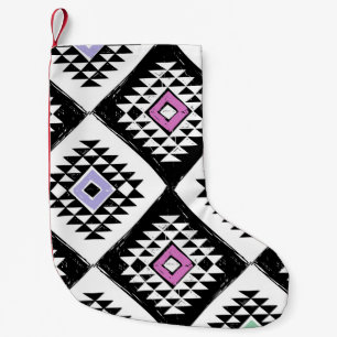 Black White Tribal Navajo Pattern Small Christmas Stocking