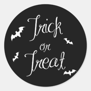 Black & White Trick or Treat Halloween Sticker