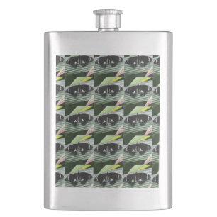 Black & White Tropical Butterfly Classic Hip Flask