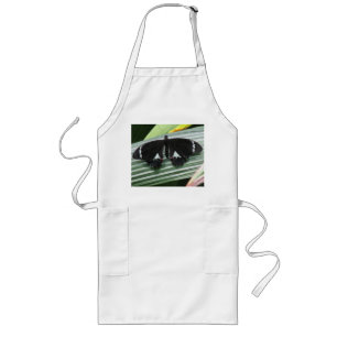 Black & White Tropical Butterfly Long Apron