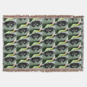 Black & White Tropical Butterfly Throw Blanket