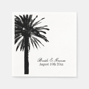 Black & white tropical palm beach wedding napkins