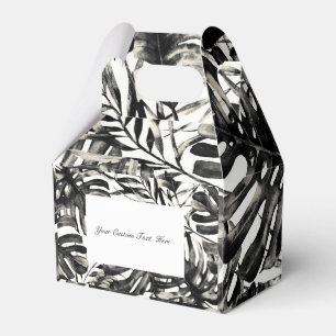 Black & White Tropical Palm Leaves Island Wedding Favour Box
