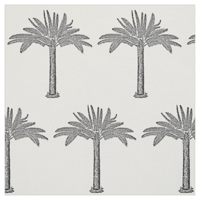 Black & White Tropical Palm Tree Any Custom Colour Fabric (Swatch)