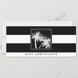 Black & White Tropical Palm Trees Gift Certificate