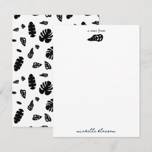 Black & White Tropical Summer Leaves Pattern Card
