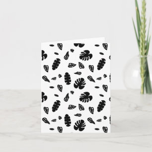 Black & White Tropical Summer Leaves Pattern Card
