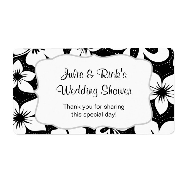 Black White Tropical Water Bottle  - customise it! (Front)