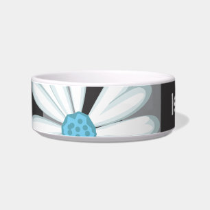 Black White Turquoise Flower Daisy Tattoo Pattern Bowl