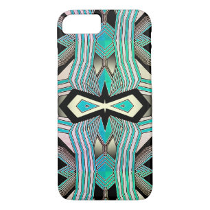 Black, White & Turquoise Geometrical Line Art iPhone 8/7 Case