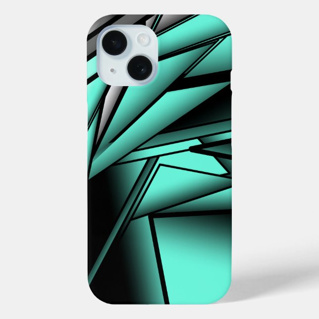 Black White Turquoise Ombre Modern Abstract Art Case-Mate iPhone Case (Back)