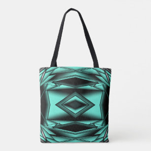Black White Turquoise Ombre Modern Abstract Art Tote Bag