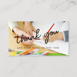 Black & White Tutor Brand Thank You Card 