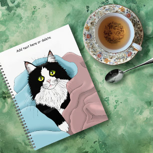 Black White Tuxedo Cat Blankets Cute Blue Pink Planner