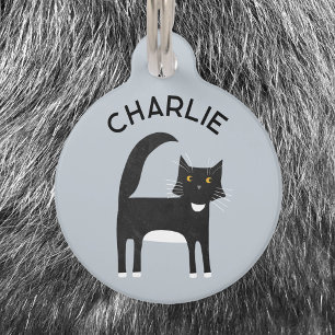 Black White Tuxedo Cat Personalised Pet Tag