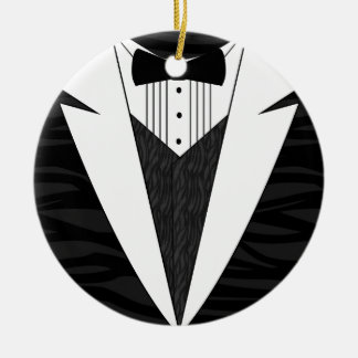 Black/White Tuxedo Ceramic Tree Decoration