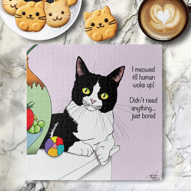 Black White Tuxedo Funny Cat Jigsaw Puzzle (Creator Uploaded)