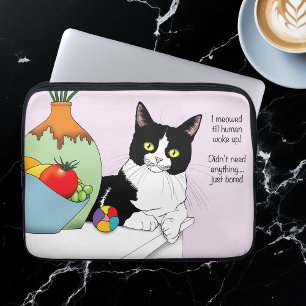 Black White Tuxedo Funny Cat Laptop Sleeve