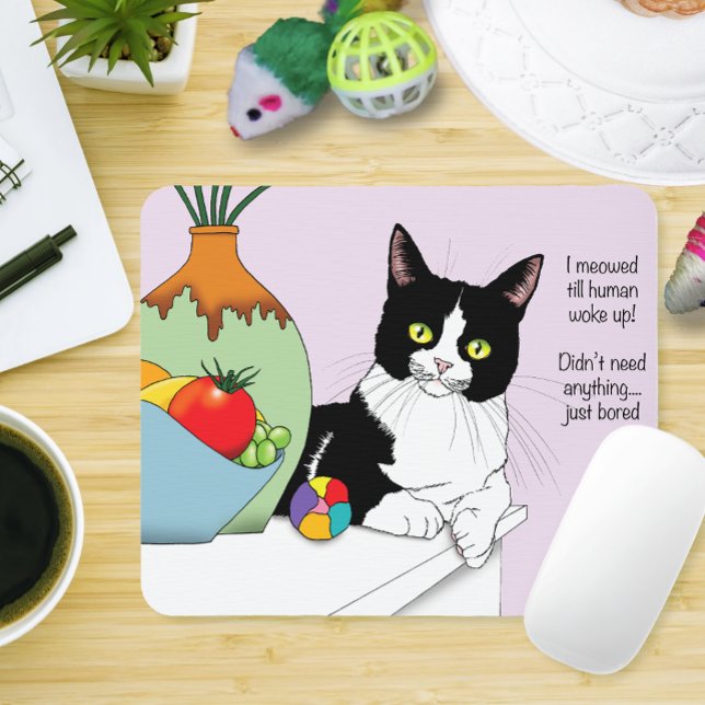 Black White Tuxedo funny Cat Mouse Mat (Creator Uploaded)
