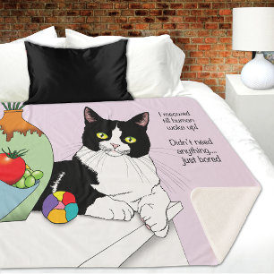 Black White Tuxedo Funny Cat Sherpa Blanket