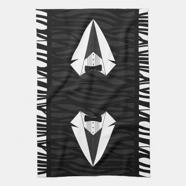 Black/White Tuxedo Tea Towel (Vertical)
