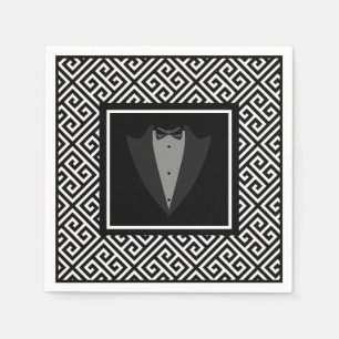 Black & white tuxedo wedding napkins