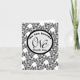 Black & White Two Become One Butterfly Thank You Card