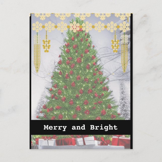 Black white Typewriter Merry Christmas one Photo Postcard (Front)