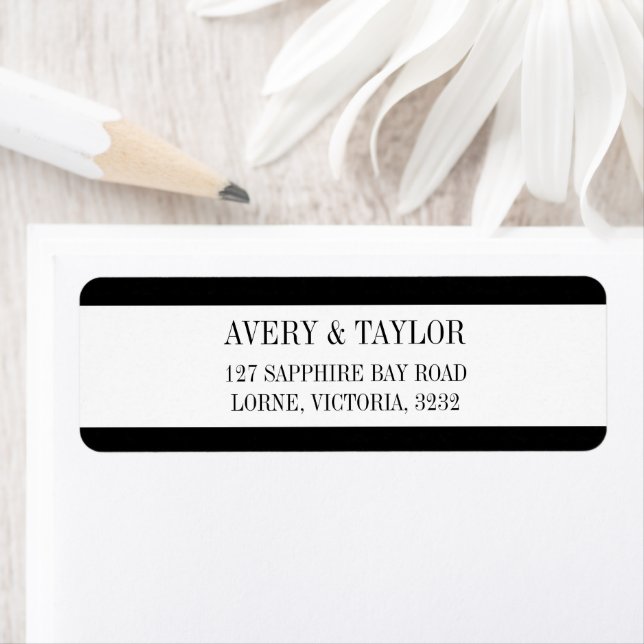 Black White Typographic Name Return Address Label (Insitu)