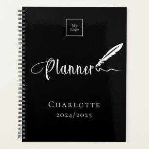 Black white typography business logo 2025 planner