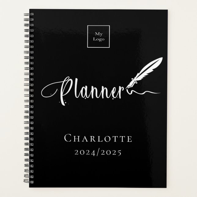 Black white typography business logo 2026 planner (Front)