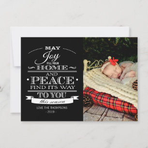 Black & White Typography Christmas Photo Card